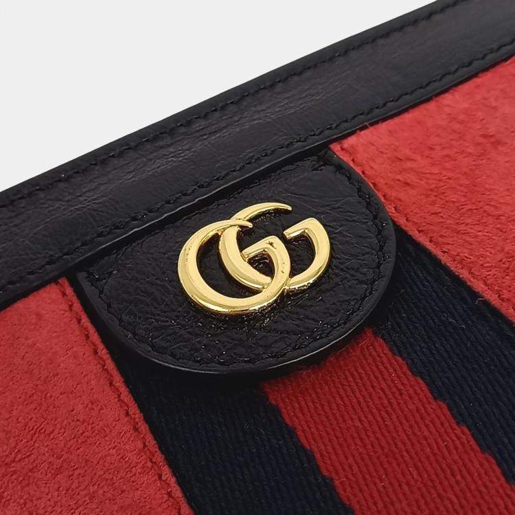 Pre Owned Gucci Black Red Suede Ophidia Gg Shoulder Bag