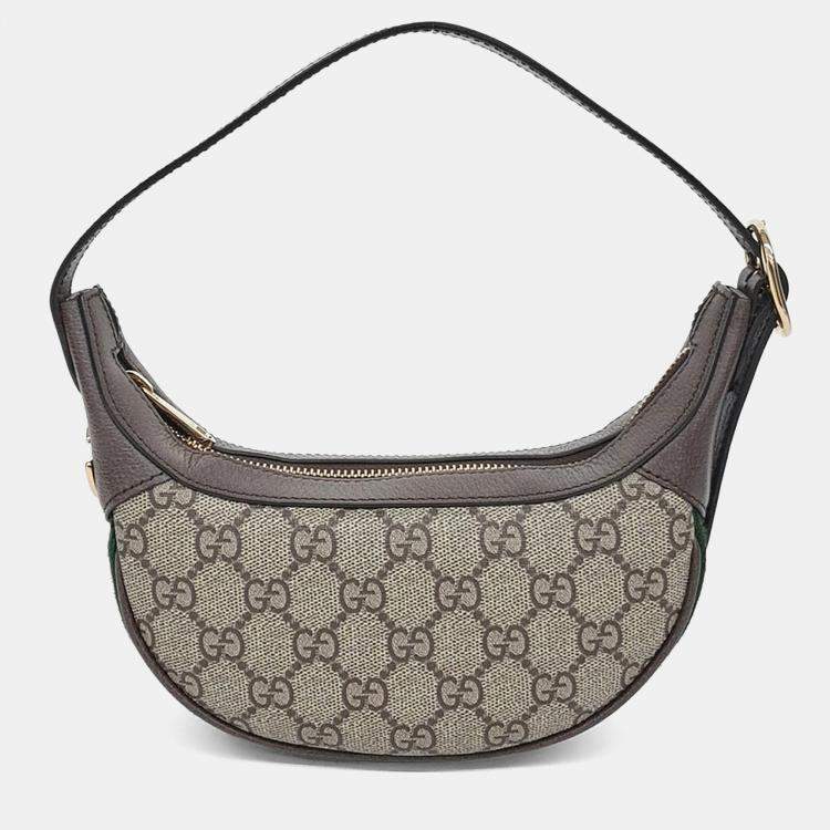 Pre Owned Gucci Beige Brown PVC Ophidia Hobo Bag