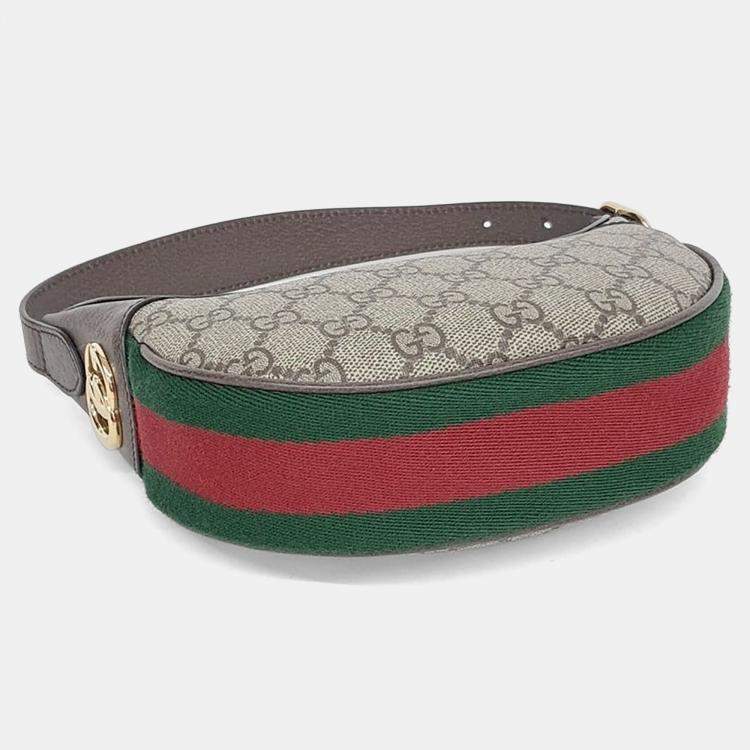 Pre Owned Gucci Beige Brown PVC Ophidia Hobo Bag