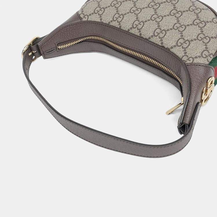 Pre Owned Gucci Beige Brown PVC Ophidia Hobo Bag
