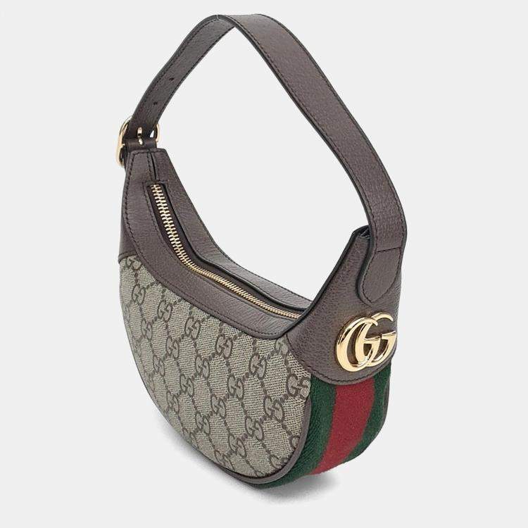 Pre Owned Gucci Beige Brown PVC Ophidia Hobo Bag