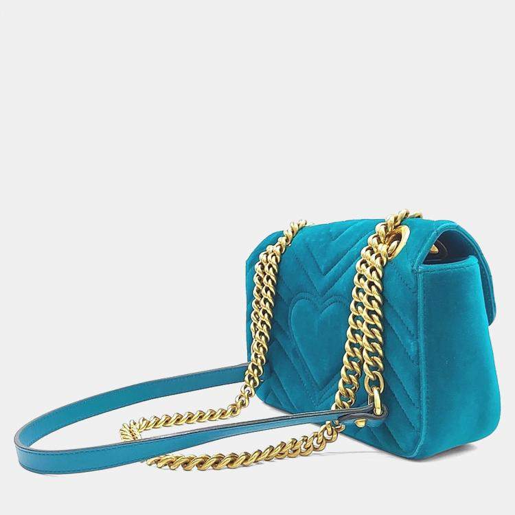 Pre Owned Gucci Blue Velvet Velvet Matrasse Mini Shoulder Bag
