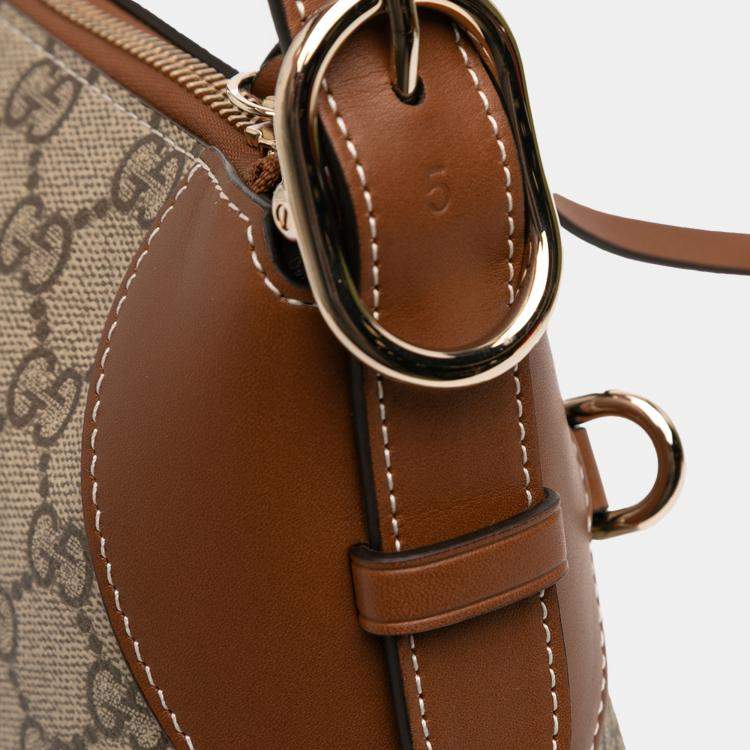 Pre Owned Gucci Brown Medium GG Supreme Emblem Shoulder Bag