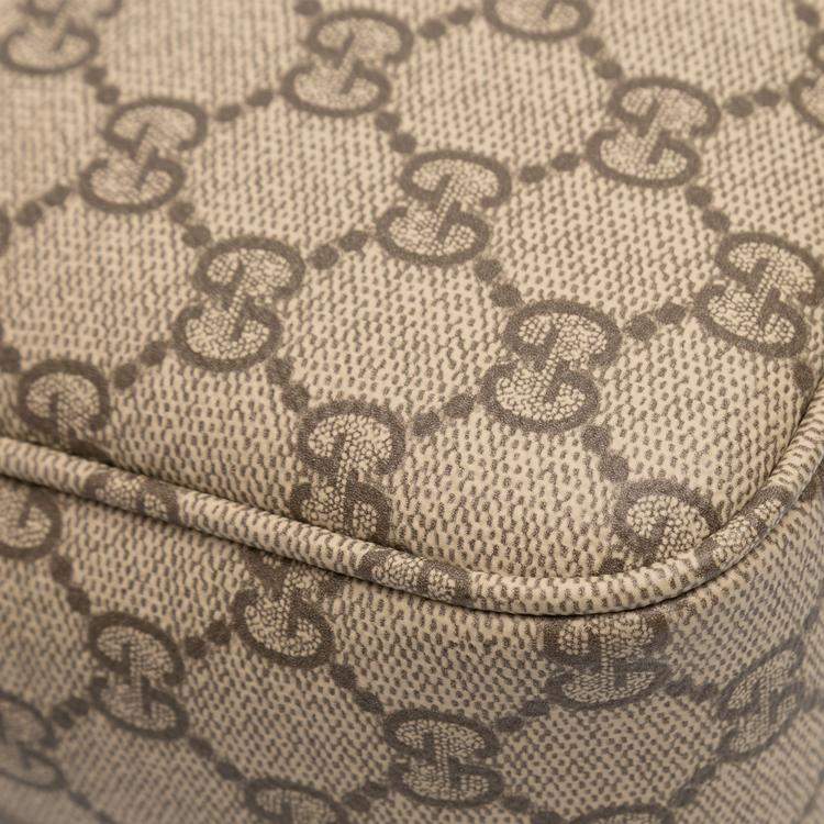Pre Owned Gucci Brown Medium GG Supreme Emblem Shoulder Bag