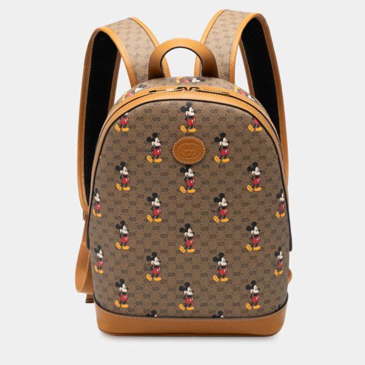 Pre Owned Gucci Brown Disney Small Micro GG Supreme Mickey Mouse Dome Backpack
