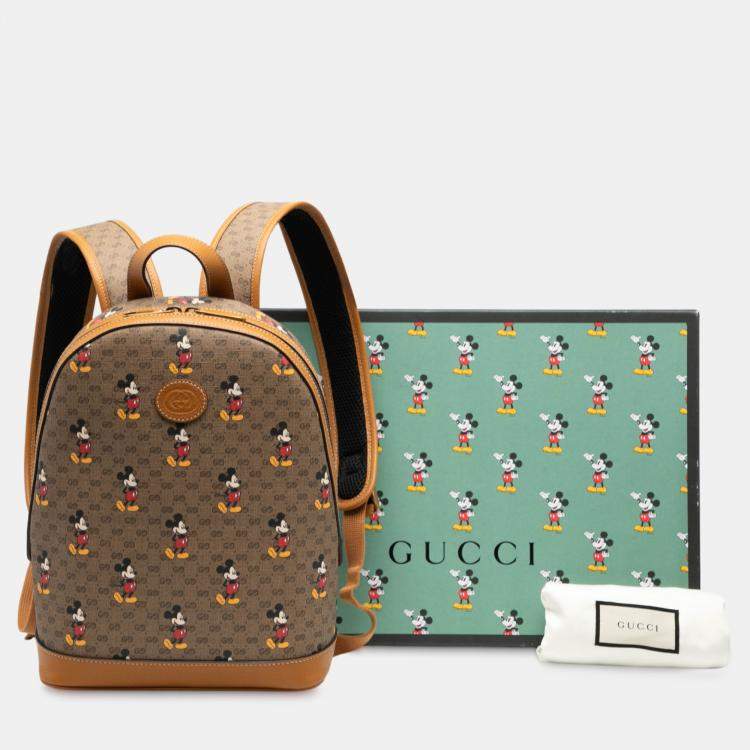 Pre Owned Gucci Brown Disney Small Micro GG Supreme Mickey Mouse Dome Backpack
