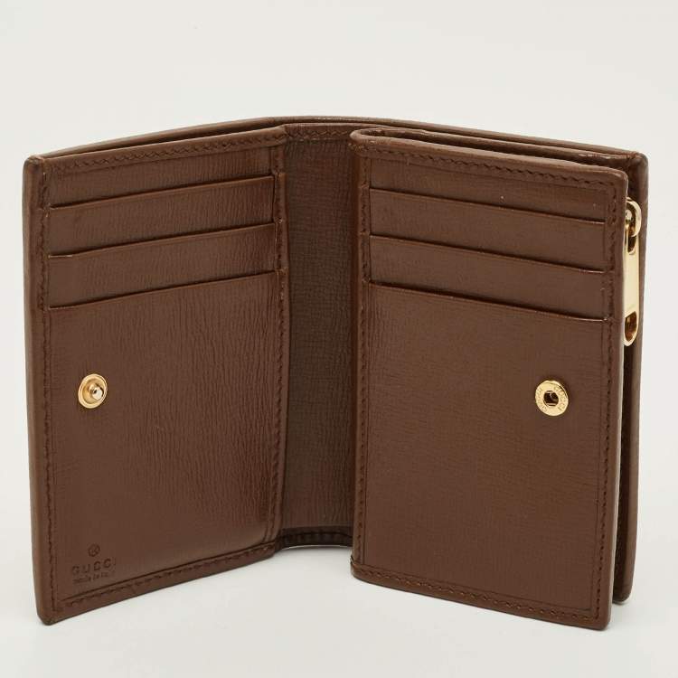 مملوكة مسبقًا Gucci Horsebit 1955 Beige/Brown GG Supreme Canvas and Leather Compact Wallet