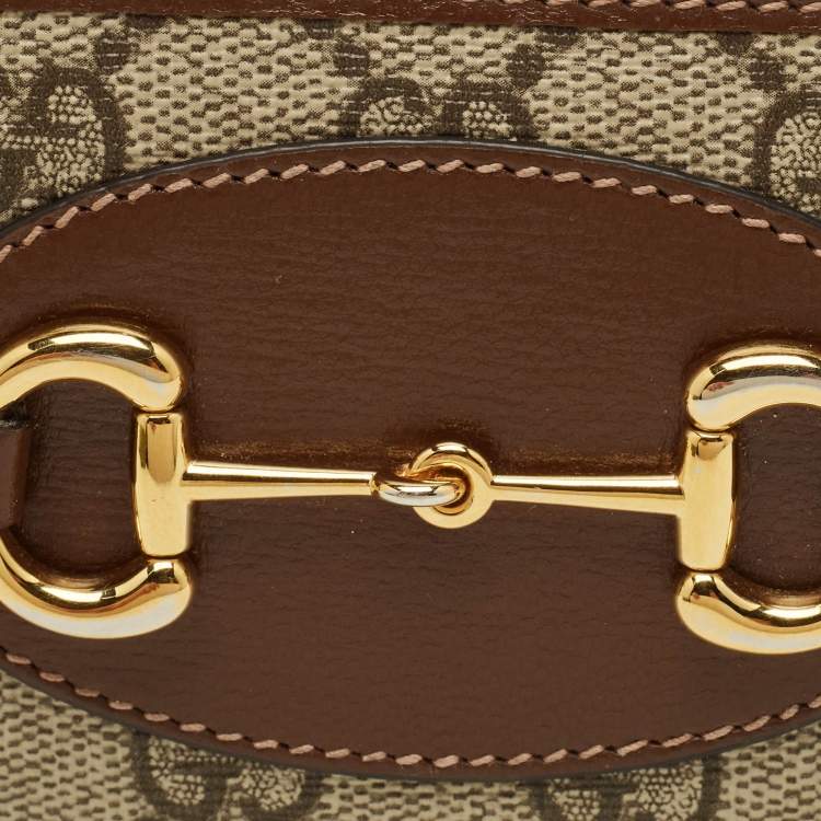 مملوكة مسبقًا Gucci Horsebit 1955 Beige/Brown GG Supreme Canvas and Leather Compact Wallet