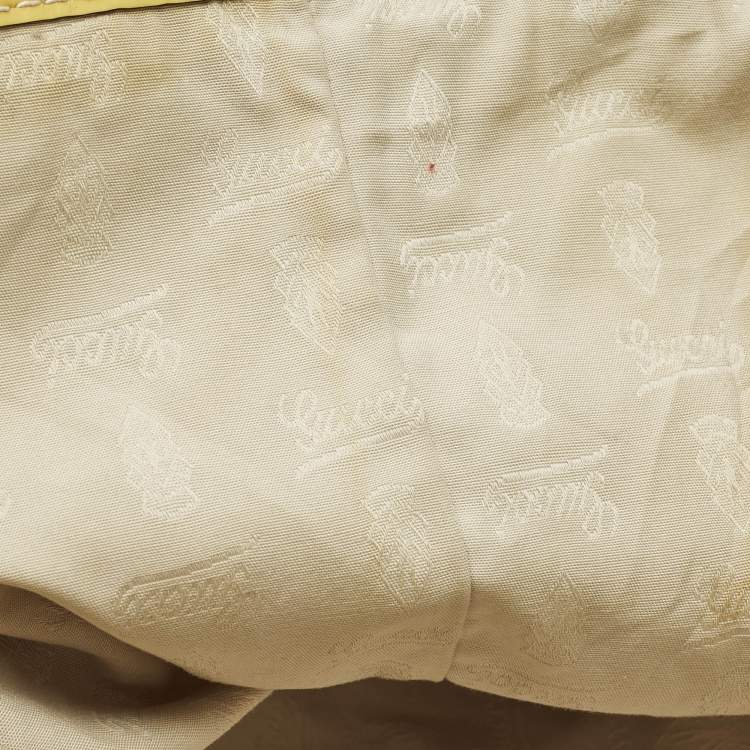 Pre Owned Gucci Jolie Yellow/Beige Canvas and Patent Leather Tote