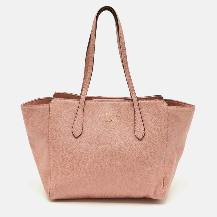 Pre Owned Gucci Swing Small Pink Leather Tote