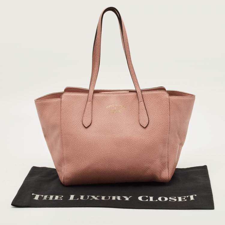Pre Owned Gucci Swing Small Pink Leather Tote