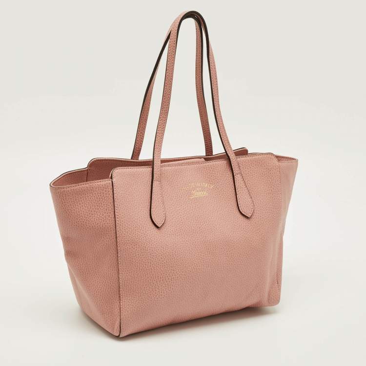 Pre Owned Gucci Swing Small Pink Leather Tote