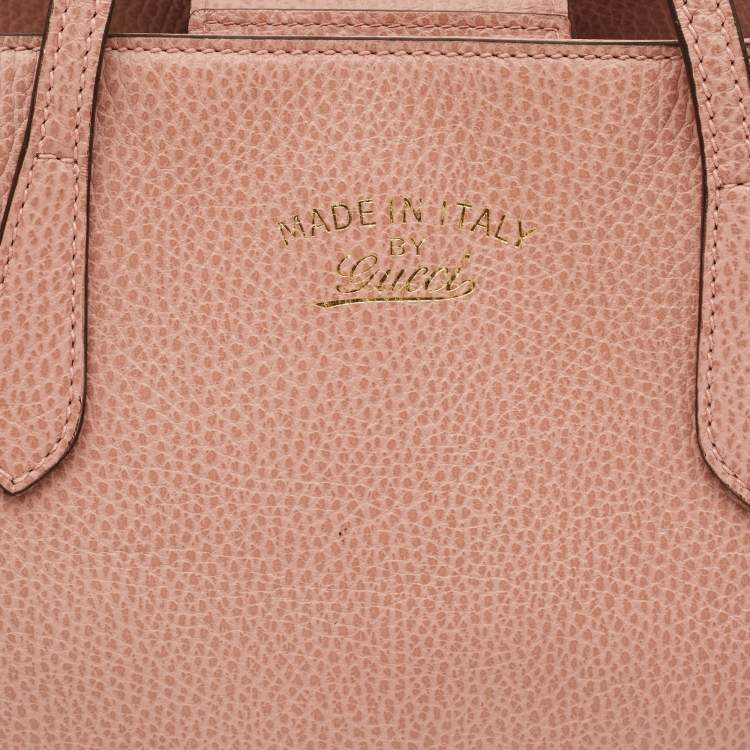 Pre Owned Gucci Swing Small Pink Leather Tote