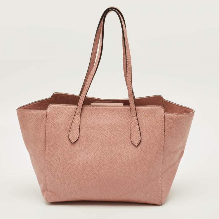 Pre Owned Gucci Swing Small Pink Leather Tote