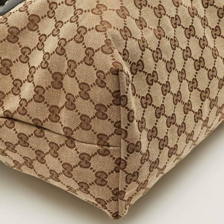 مملوكة مسبقًا Gucci Jolie Black/Beige GG Canvas and Patent Leather Tote