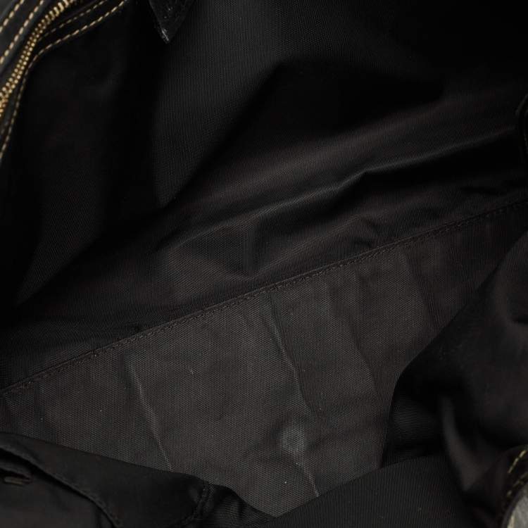 Pre Owned Gucci Dialux Britt Medium Black Coated Fabric and Patent Leather Tote