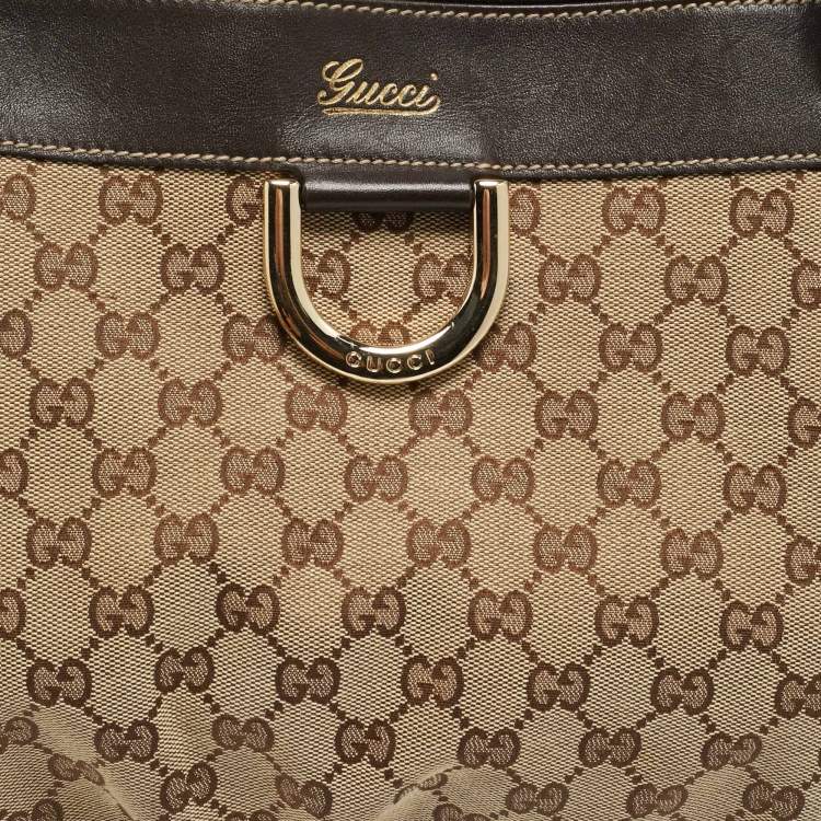 مملوكة مسبقًا Gucci Abbey Large Dark Brown/Beige GG Canvas Tote