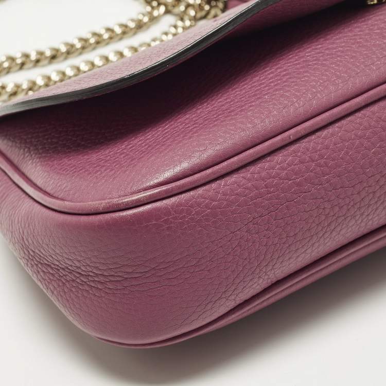 Pre Owned Gucci Soho Chain Flap Fuchsia Leather Shoulder Bag