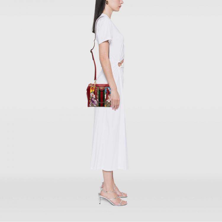 Pre Owned Gucci Brown GG Flora Ophidia Satchel