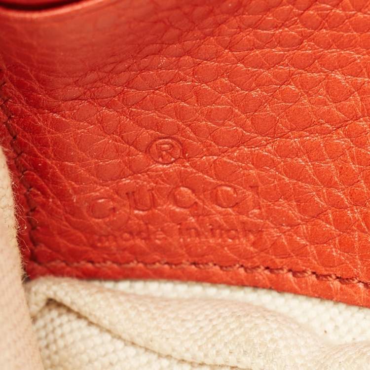 Pre Owned Gucci Soho Orange Leather Wristlet Pouch