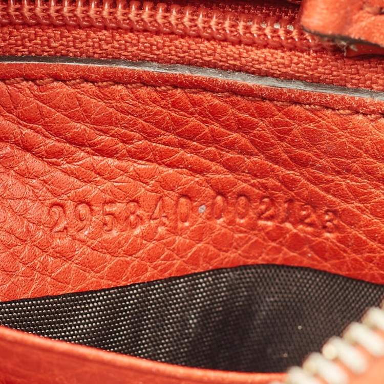 Pre Owned Gucci Soho Orange Leather Wristlet Pouch