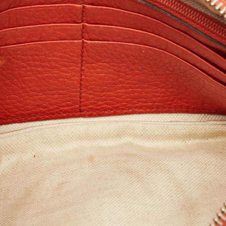 Pre Owned Gucci Soho Orange Leather Wristlet Pouch