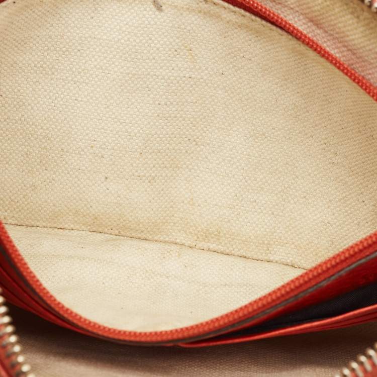 Pre Owned Gucci Soho Orange Leather Wristlet Pouch