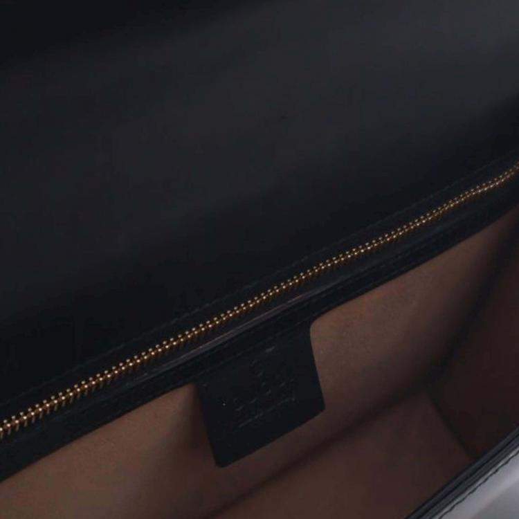 Pre Owned Gucci Black Small Leather Sylvie Web Satchel