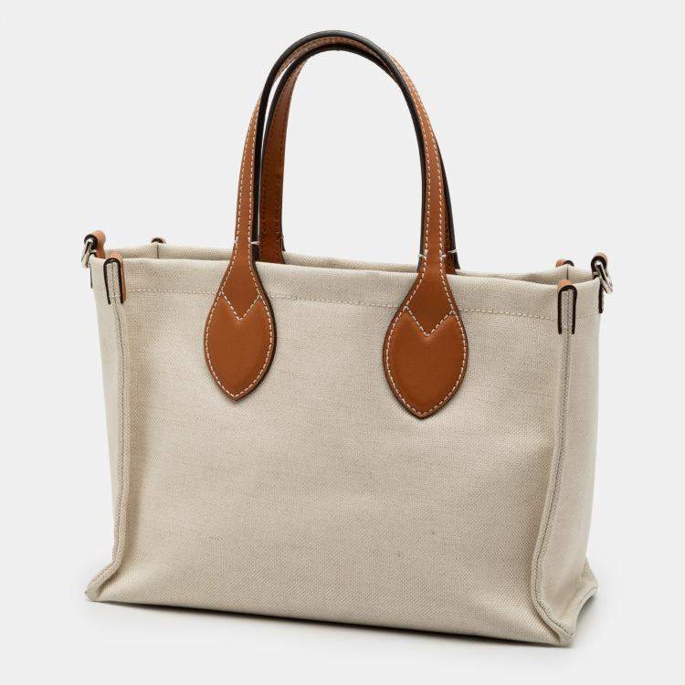 Pre Owned Gucci Brown Medium Canvas Logo Tote