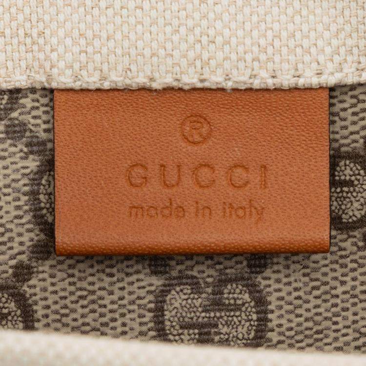 Pre Owned Gucci Brown Medium Canvas Logo Tote