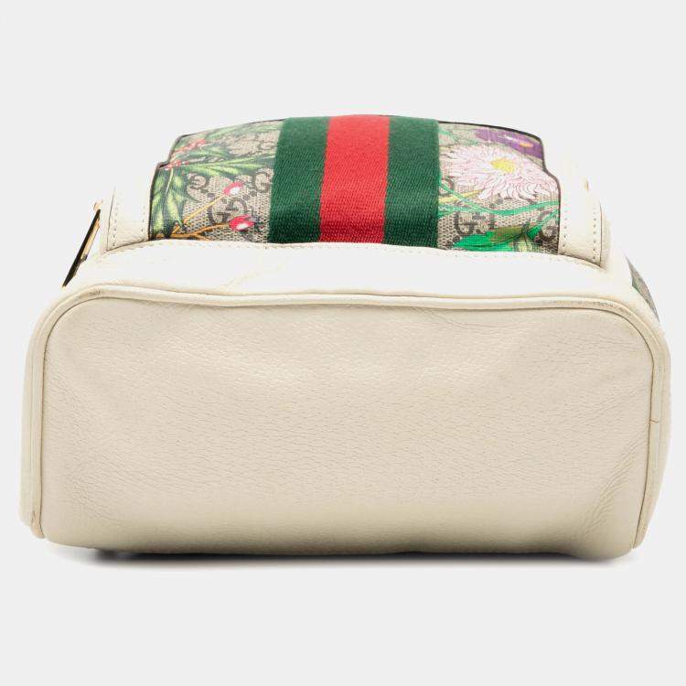 Pre Owned Gucci Brown Small GG Supreme Flora Ophidia Backpack
