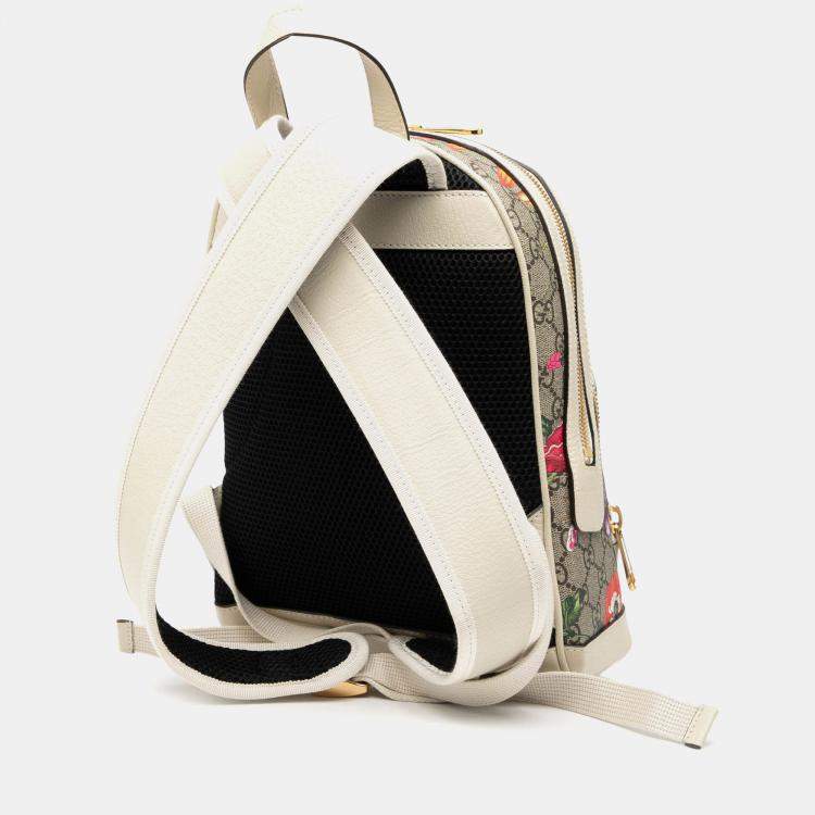Pre Owned Gucci Brown Small GG Supreme Flora Ophidia Backpack