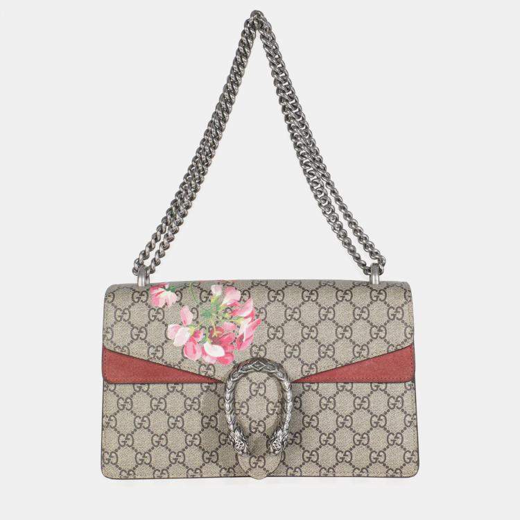 Pre Owned Gucci Beige Multicolor Dry Rose GG Supreme Canvas Blooms Medium Dionysus Bag