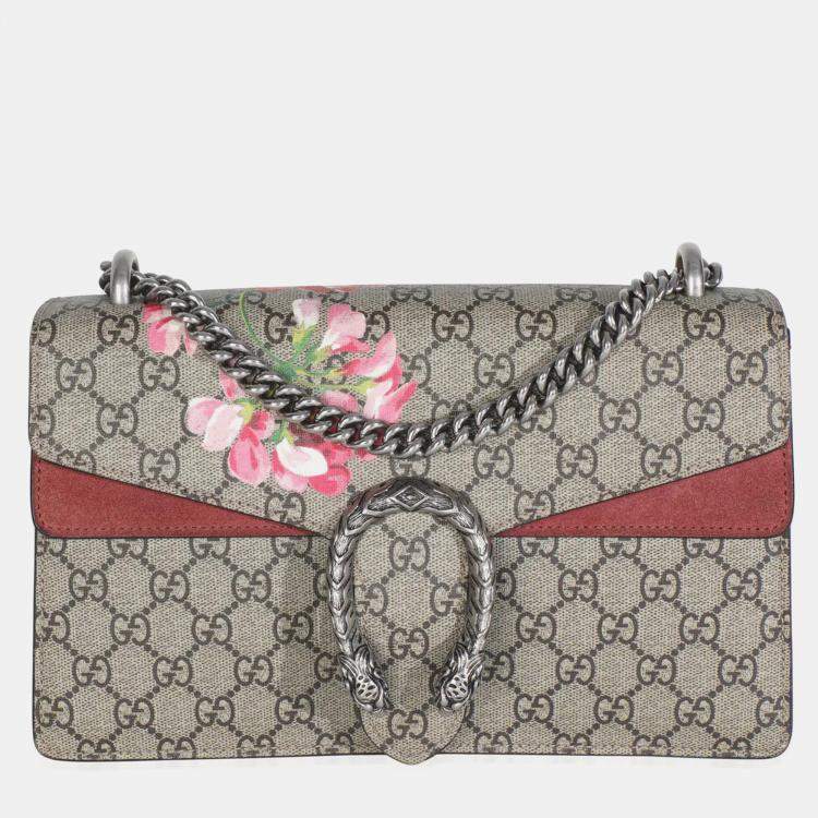 Pre Owned Gucci Beige Multicolor Dry Rose GG Supreme Canvas Blooms Medium Dionysus Bag