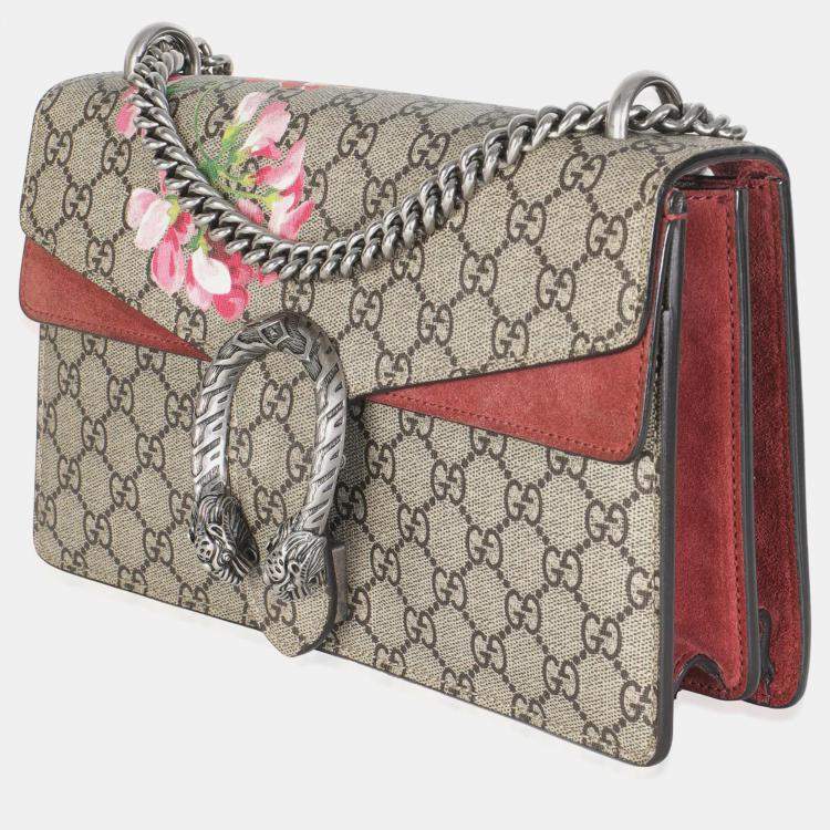 Pre Owned Gucci Beige Multicolor Dry Rose GG Supreme Canvas Blooms Medium Dionysus Bag