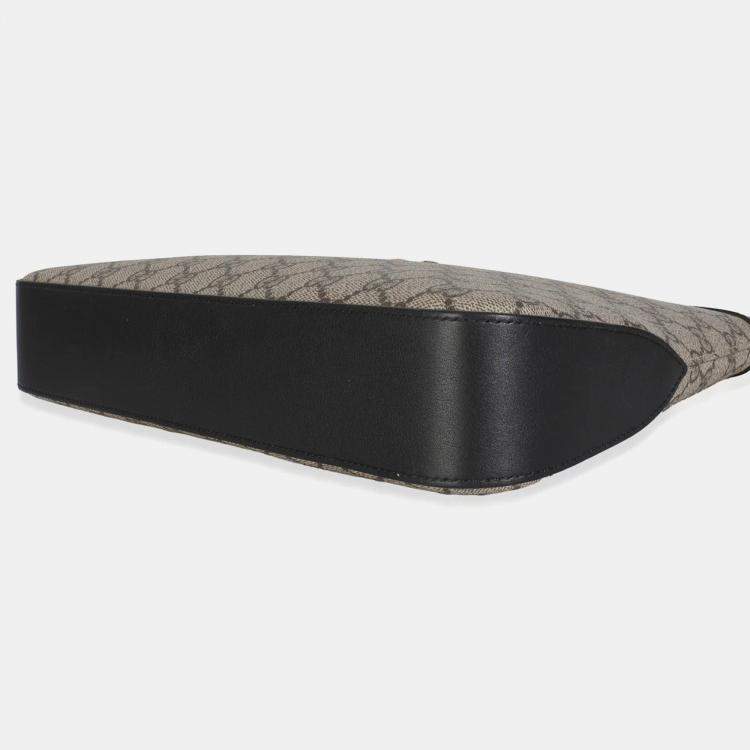 Pre Owned Gucci Beige Black GG Supreme Monogram Canvas Medium Padlock Shoulder Bag