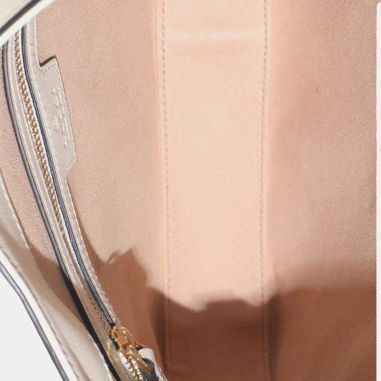 مملوكة مسبقًا Gucci Beige Ebony GG Supreme Canvas Moon Calfskin Medium Padlock Shoulder Bag