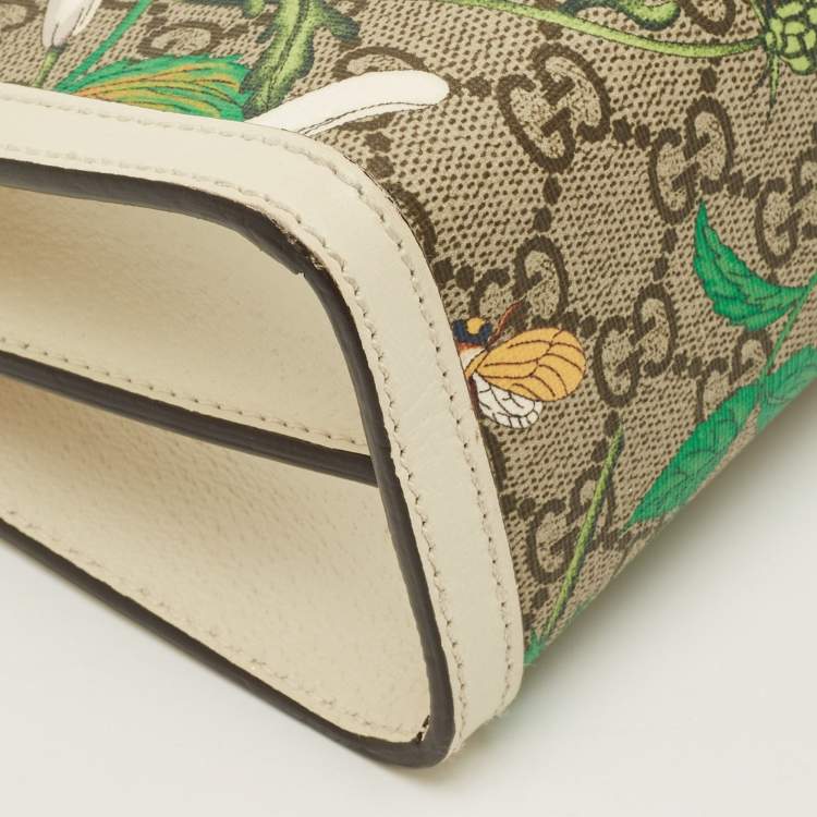 Pre Owned Gucci Ophidia Small Off White/Multicolor Flora GG Supreme Canvas Shoulder Bag