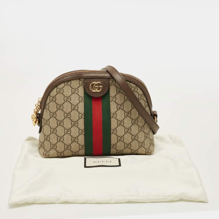 Pre Owned Gucci Ophidia Dome Small GG Supreme Canvas and Leather Crossbody Bag