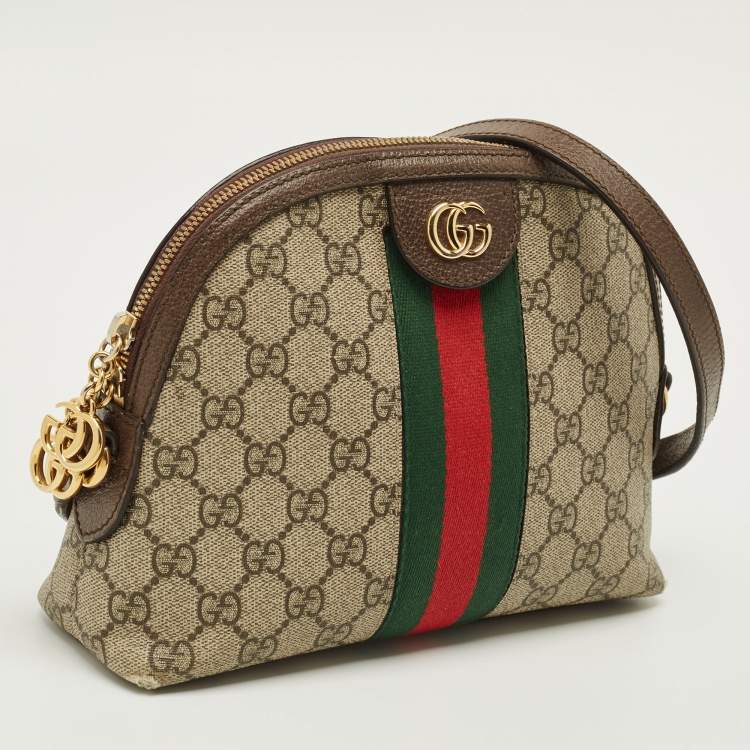 Pre Owned Gucci Ophidia Dome Small GG Supreme Canvas and Leather Crossbody Bag