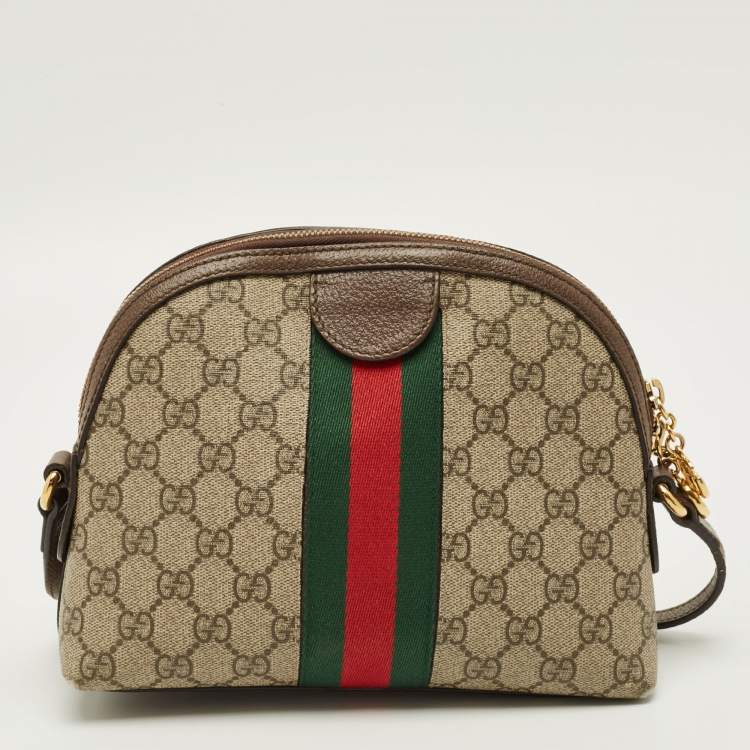 Pre Owned Gucci Ophidia Dome Small GG Supreme Canvas and Leather Crossbody Bag