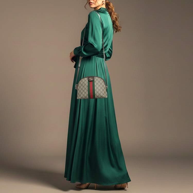 Pre Owned Gucci Ophidia Dome Small GG Supreme Canvas and Leather Crossbody Bag