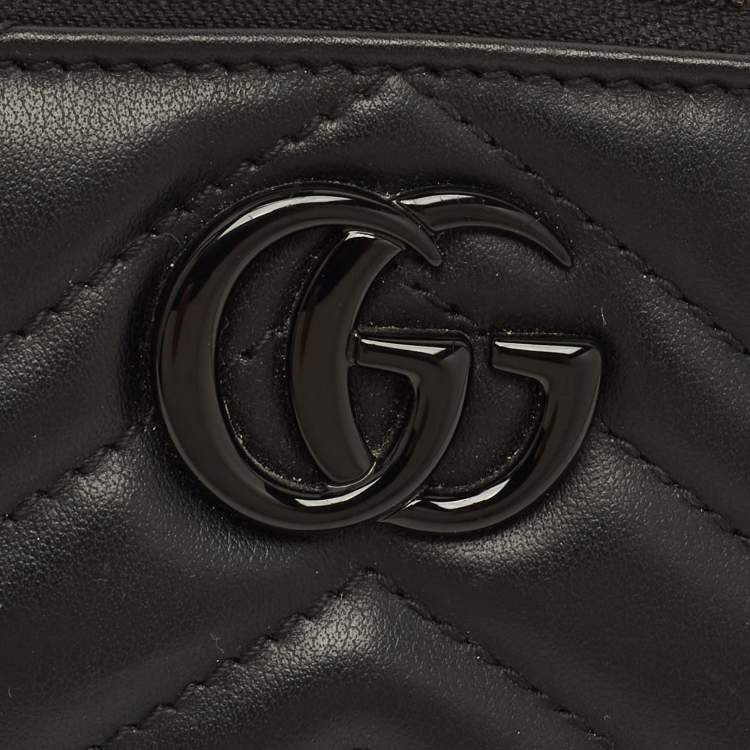 Pre Owned Gucci GG Marmont Black Matelasse Leather Pochette Bag