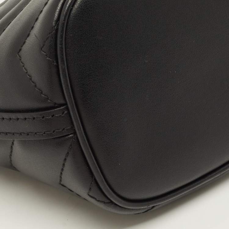 Pre Owned Gucci GG Marmont Black Matelasse Leather Pochette Bag