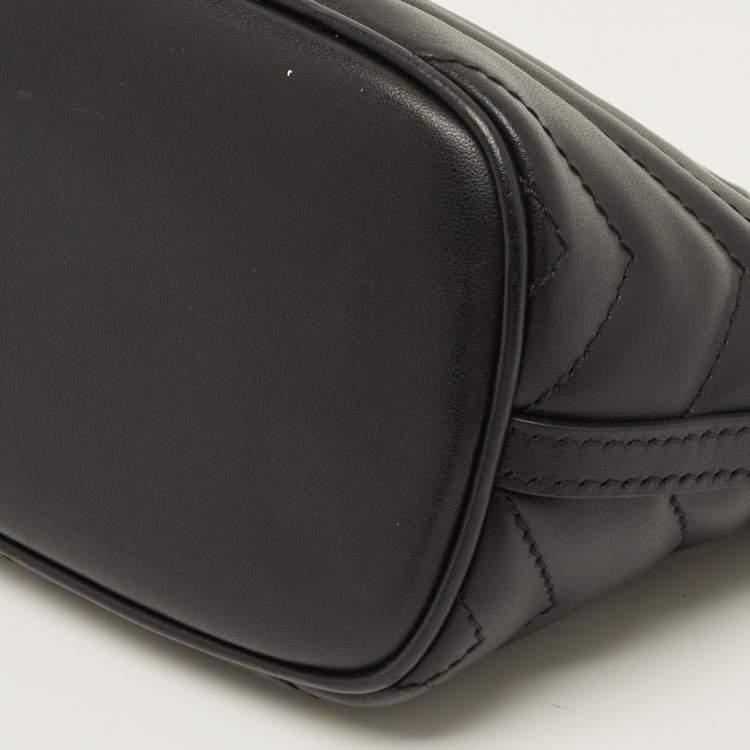 Pre Owned Gucci GG Marmont Black Matelasse Leather Pochette Bag