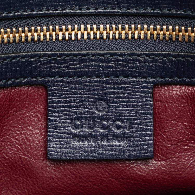 Pre Owned Gucci Blue Brown Horsebit 1955 Flap Pocket Camera Bag