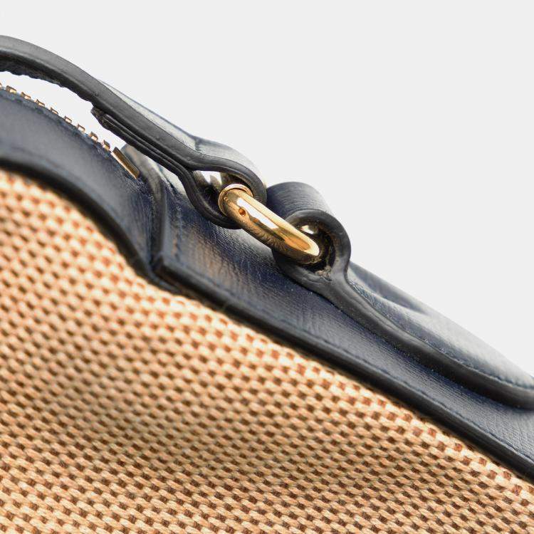 Pre Owned Gucci Blue Brown Horsebit 1955 Flap Pocket Camera Bag