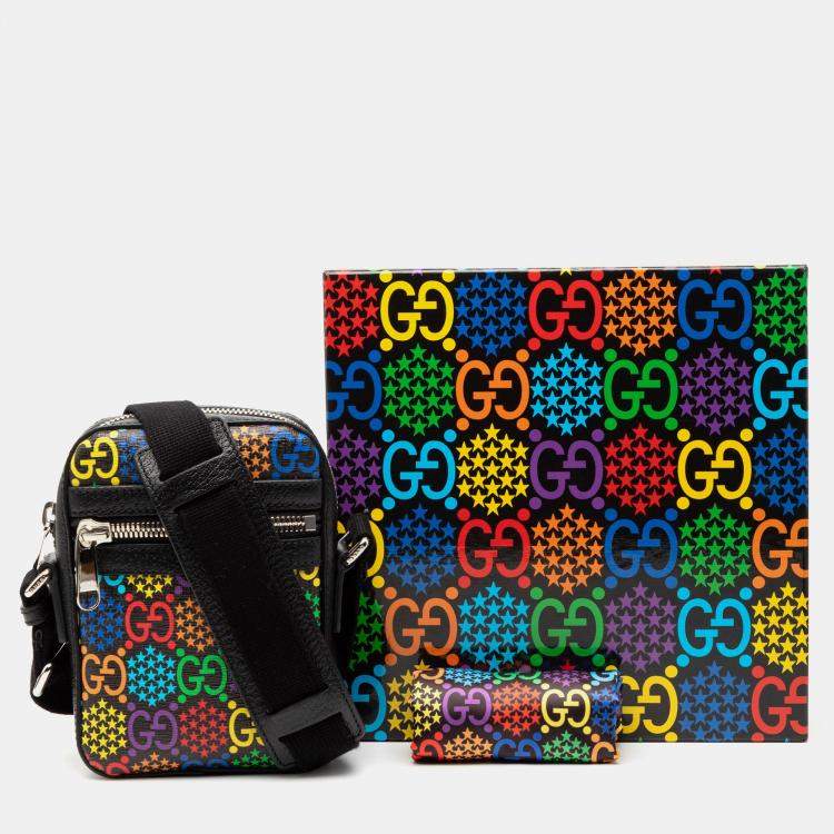 Pre Owned Gucci Black GG Supreme Psychedelic Crossbody