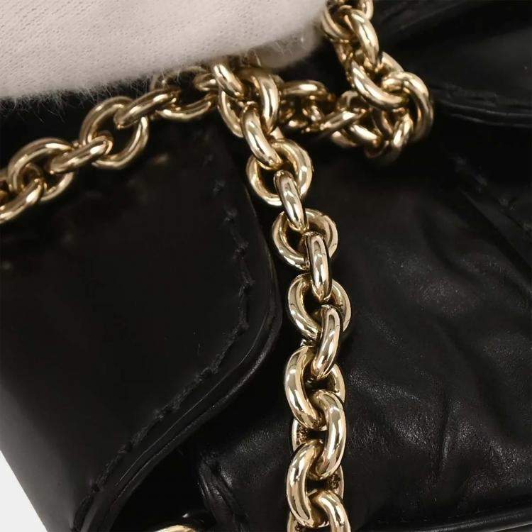 Pre Owned Gucci Queen Chain Black Leather Shoulder Bag