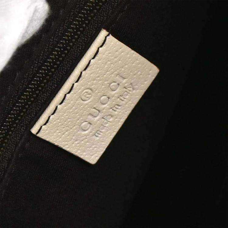 Pre Owned Gucci White Leather Abbey D Ring Handbag